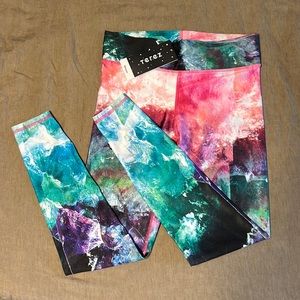 Terez NWT pink green purple black workout leggings LARGE